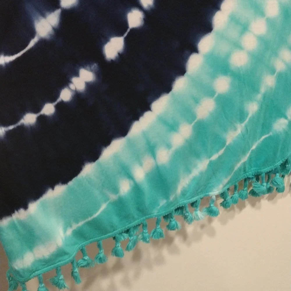 Zenergy by Chico's Tie Dye Print Tassel Hem Top Size 2 (12)-Hippie Beach Summer - Picture 4 of 7